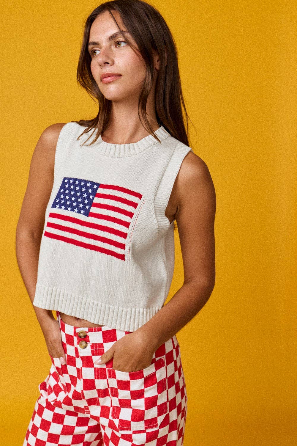 American Flag Sleeveless Sweater
