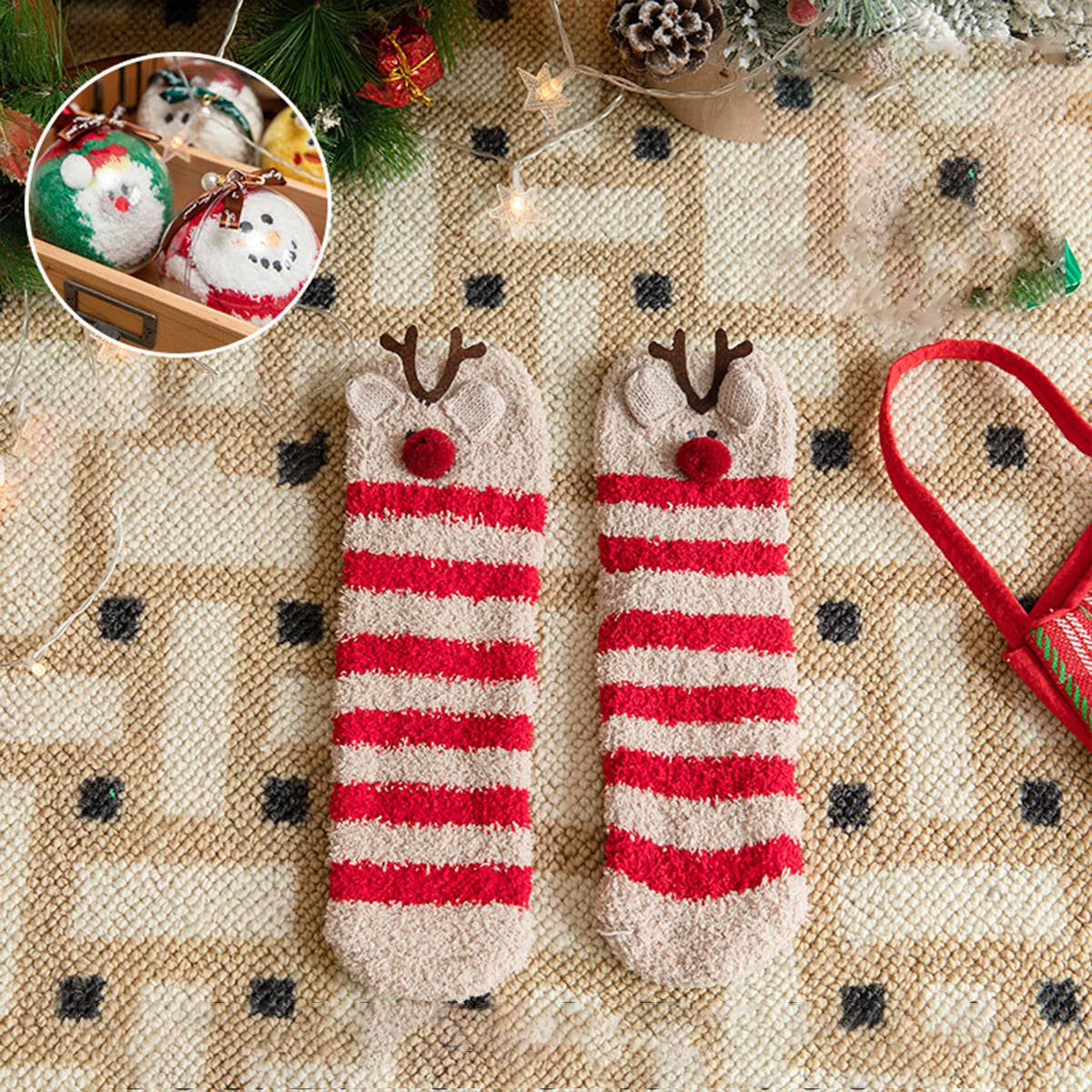 Fuzzy Christmas Socks in an Ornament