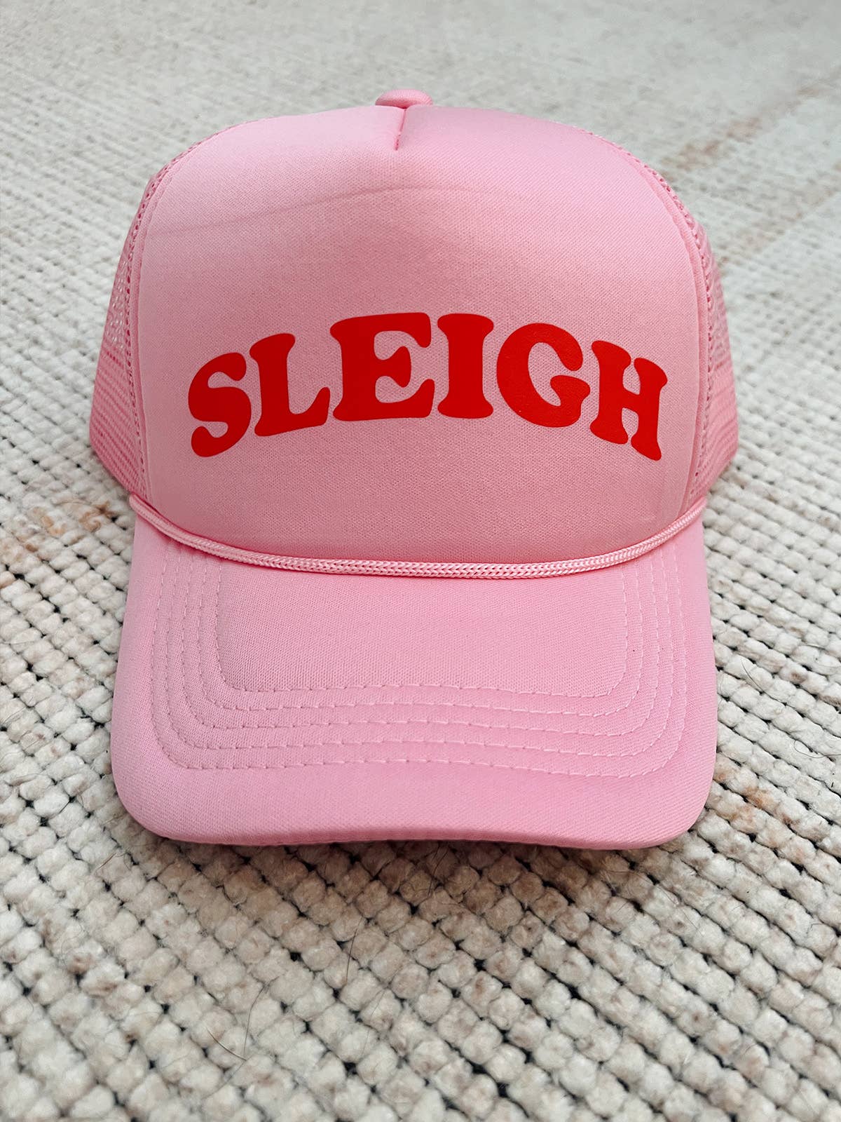 Sleigh "Slay" Trucker Hat - Pink & Red