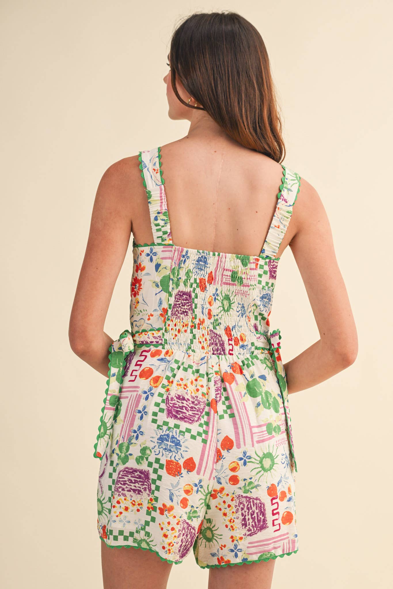 Floral Scallop Trim Romper