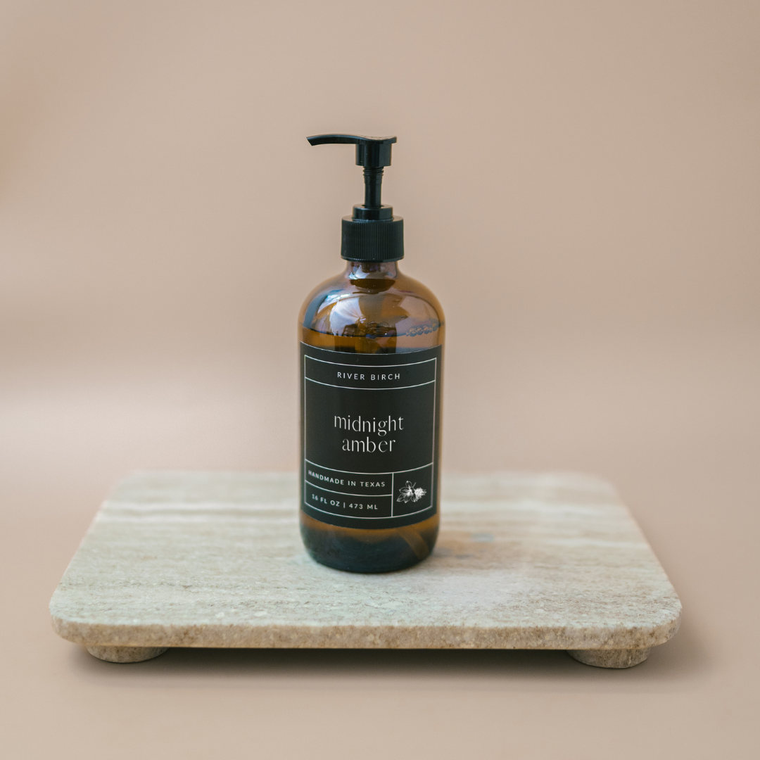 Midnight Amber- 16oz Amber Glass Soap-Handmade-Hand Wash