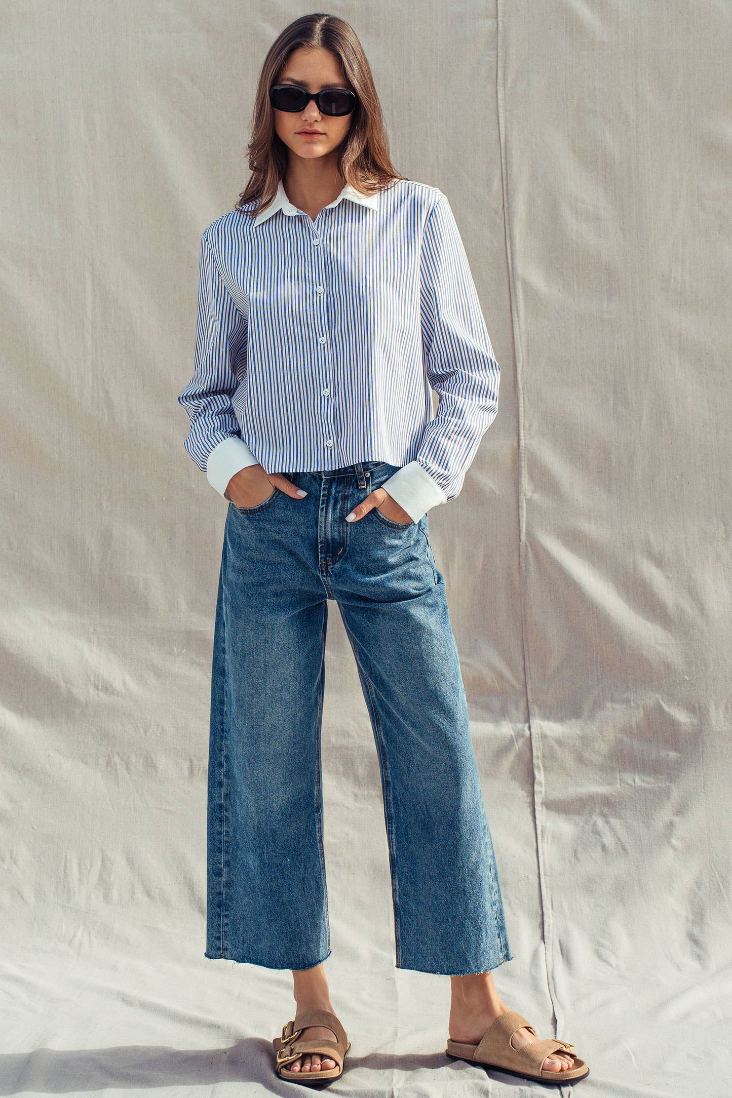 Relaxed Wide Leg Denim Jeans