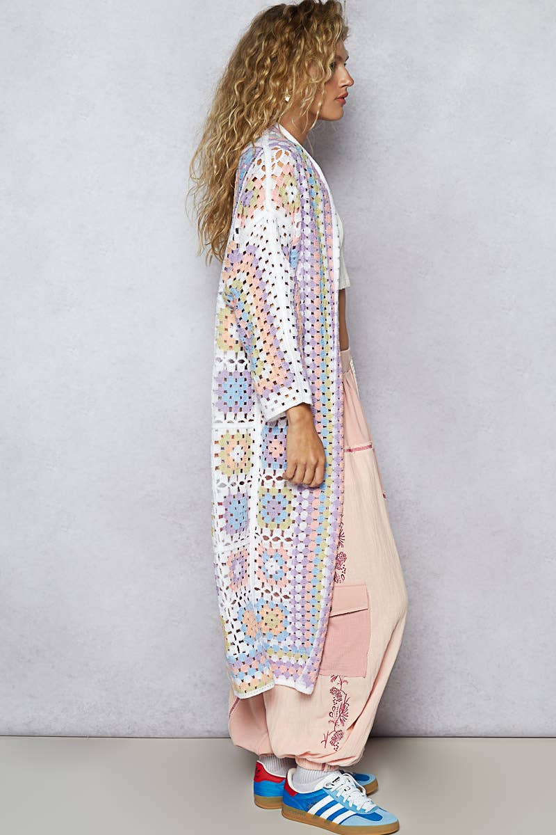 Long Sleeve Crochet Various Colors Cardigan