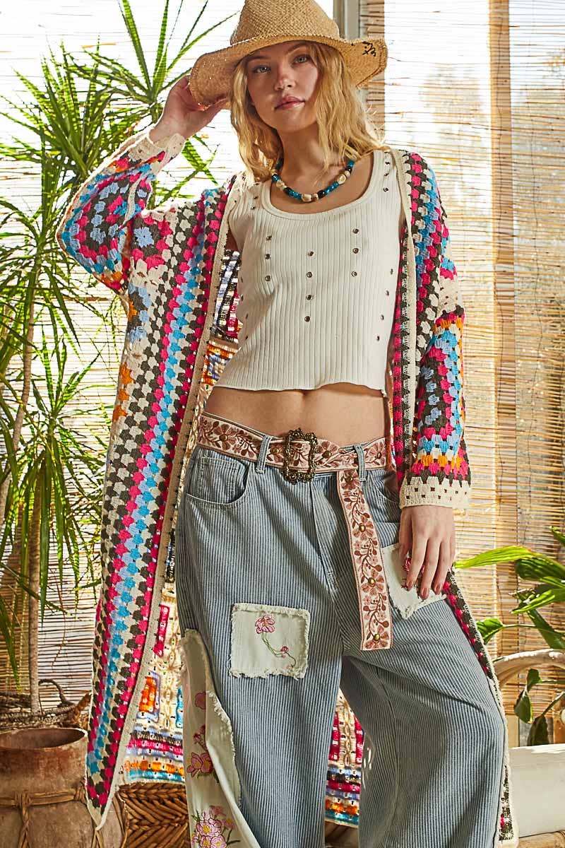Long Sleeve Crochet Various Colors Cardigan