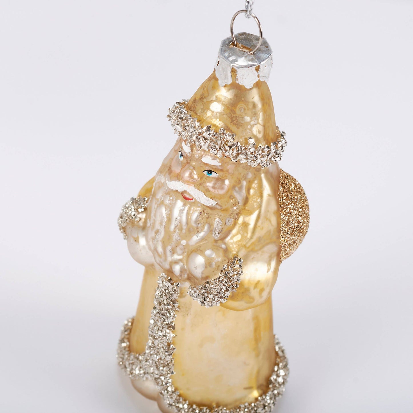 Glass Gold Santa Ornament