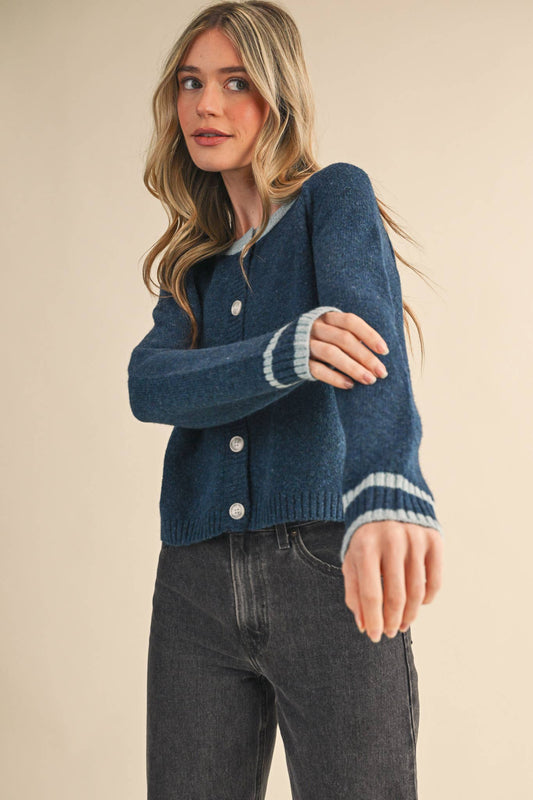 Two Tone Sweater Cardigan
