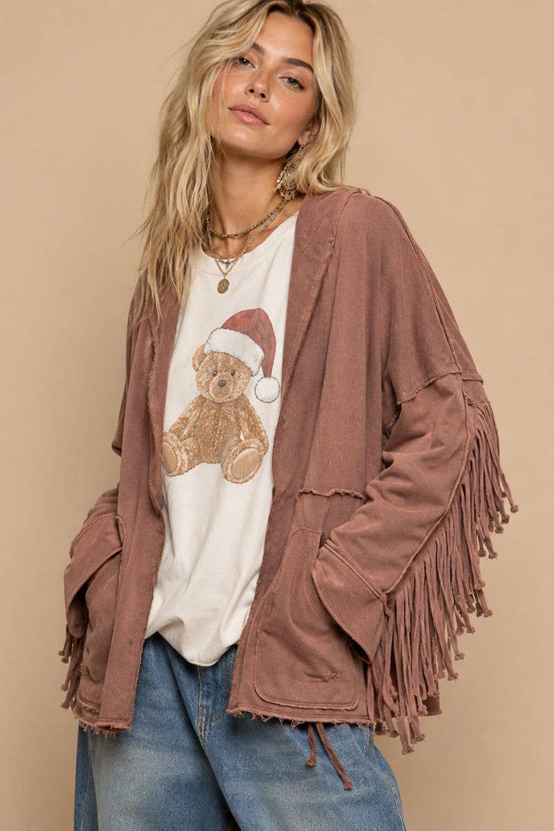 Fringed Open Cardigan