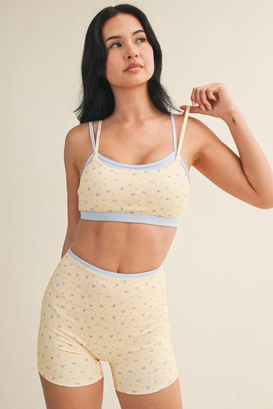 Ditsy Print Double Layered Sports Bra