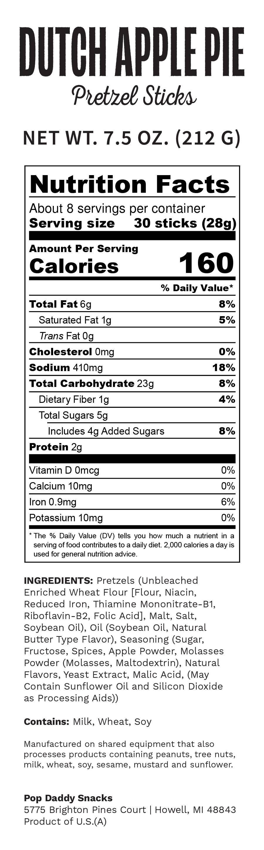 Pop Daddy – Dutch Apple Pie Seasoned Pretzels 7.5oz