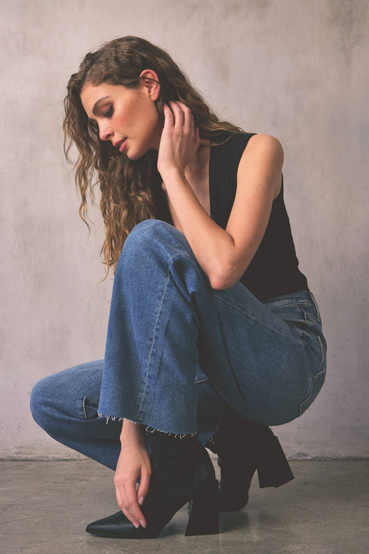 Medium Dark Clean Stretch Dad Jeans