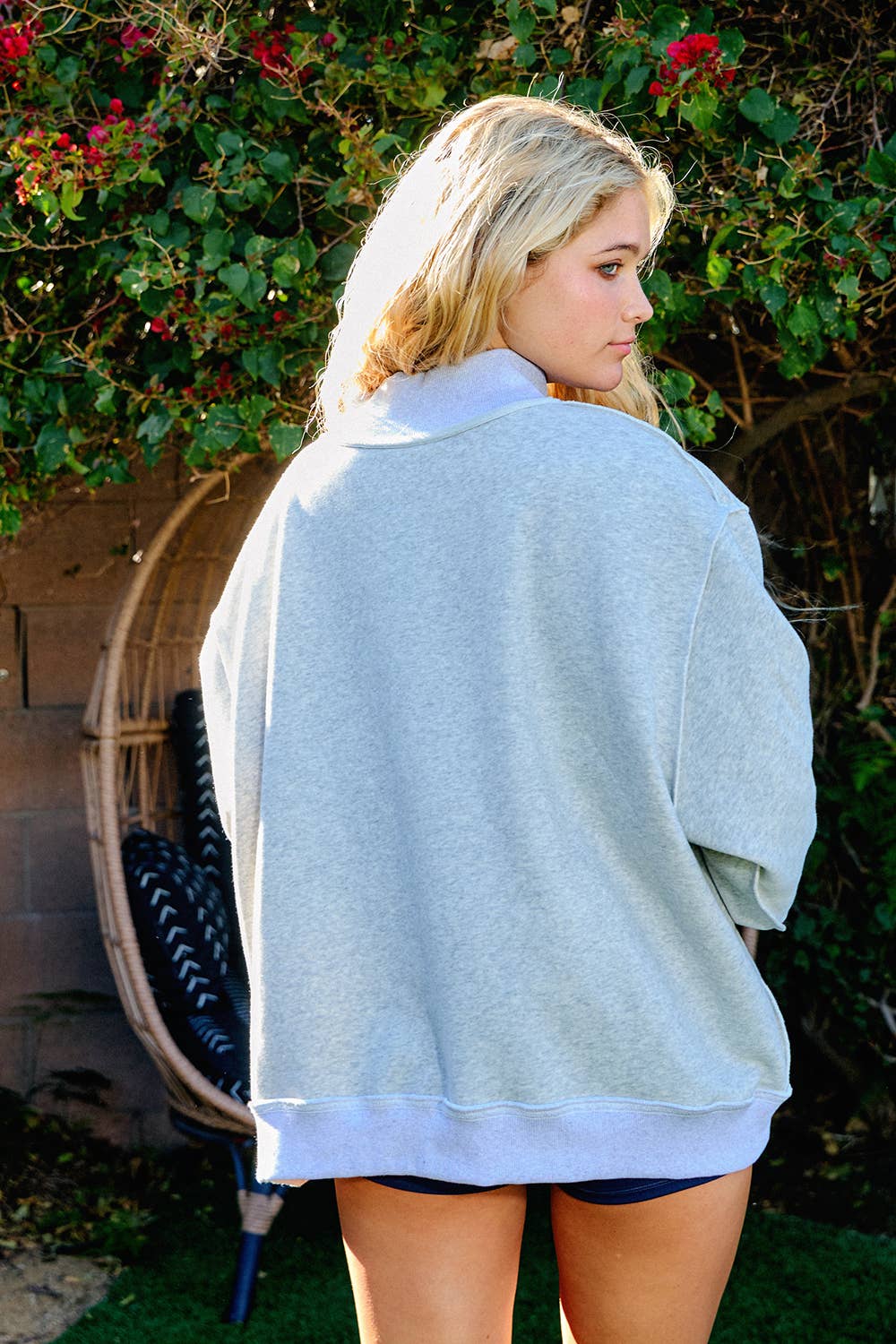 'PILATES & YOGA' Print Reversible Sweatshirt
