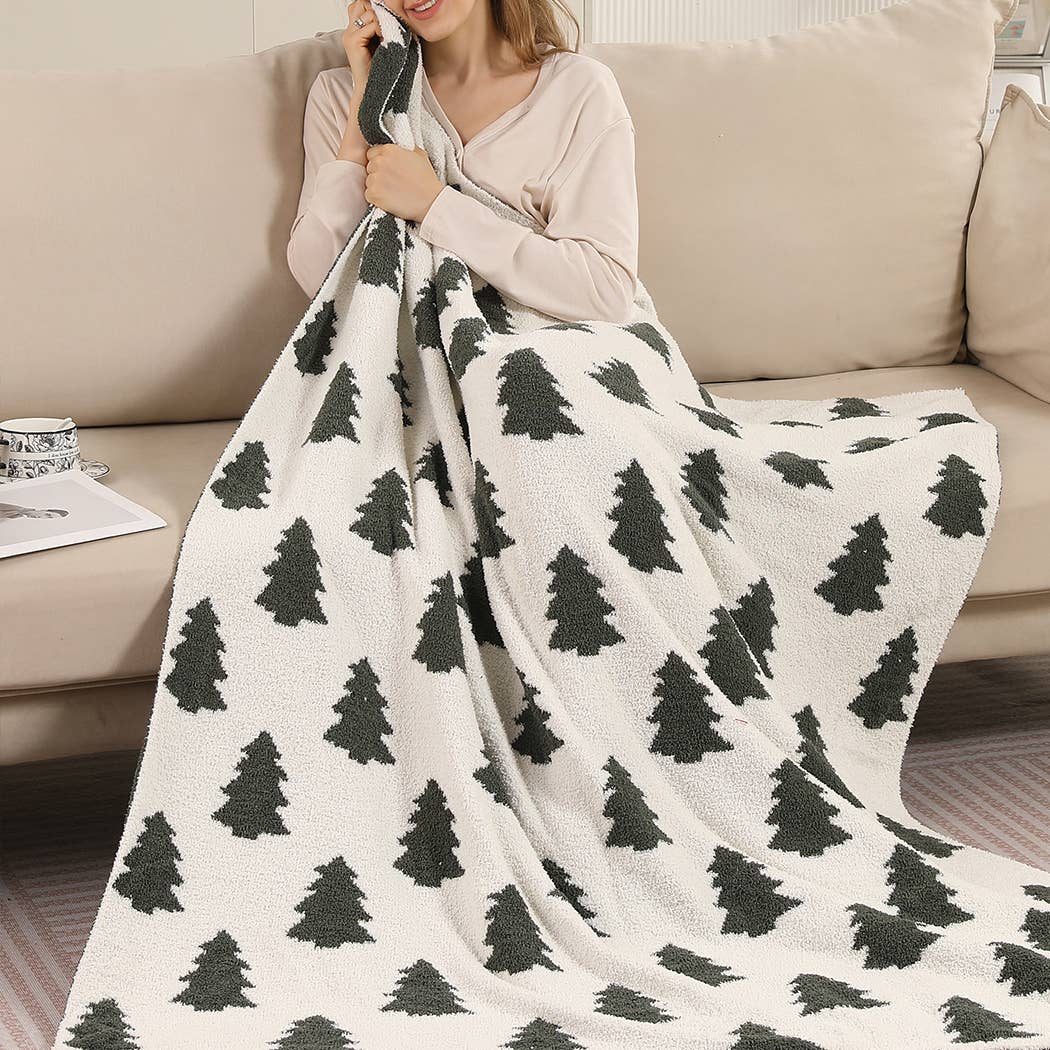Trees Pattern Print Cozy Soft Throw Blanket