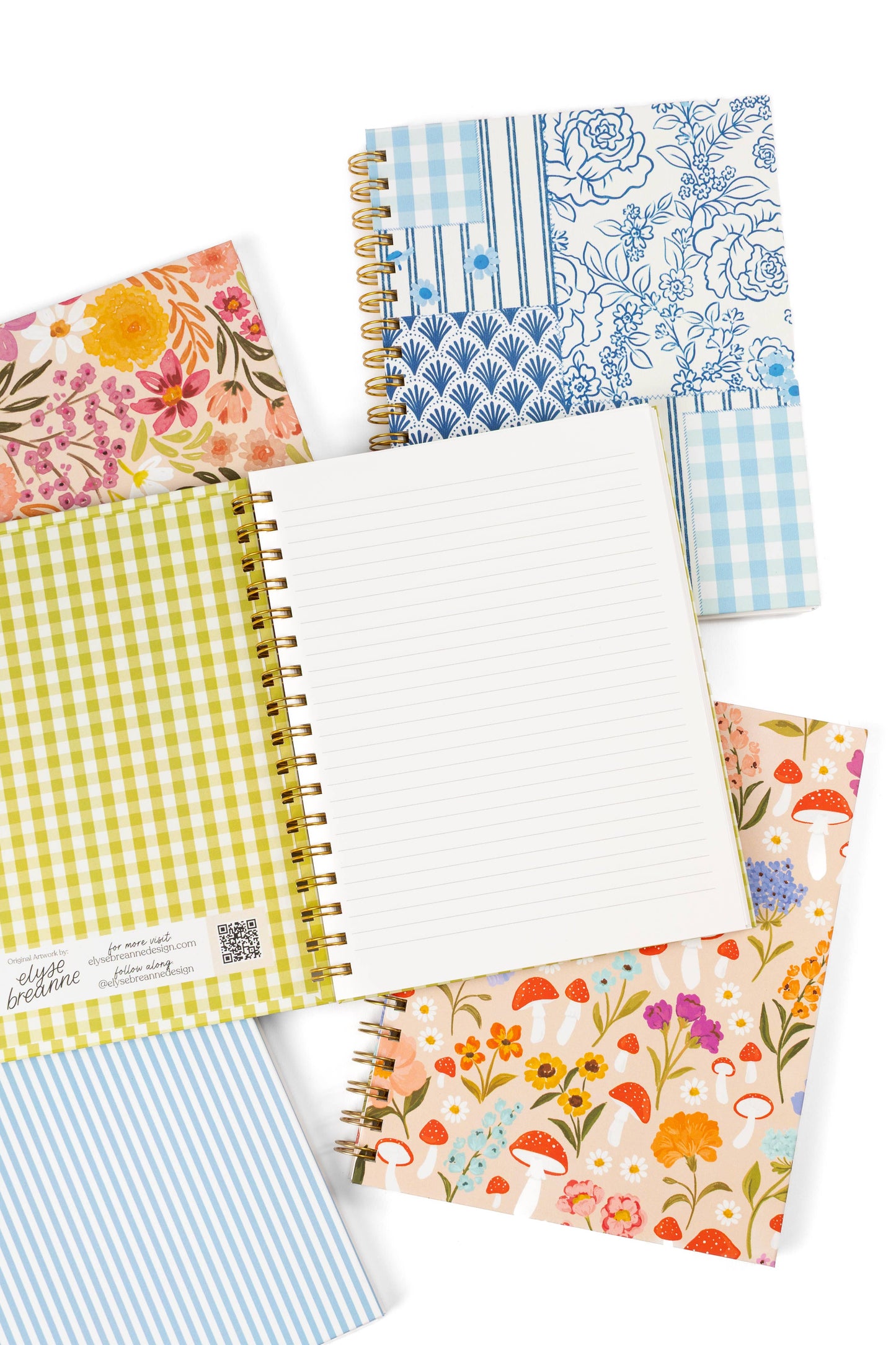 Pressed Floral 7x9 Hardcover Spiral Notebook