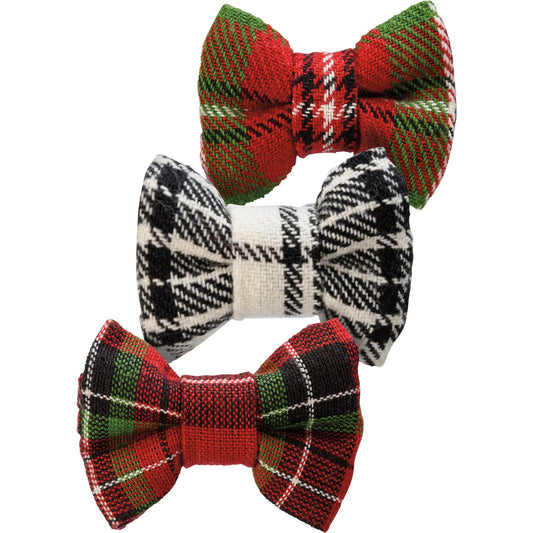 Christmas Plaid Small Pet Bow Tie Set
