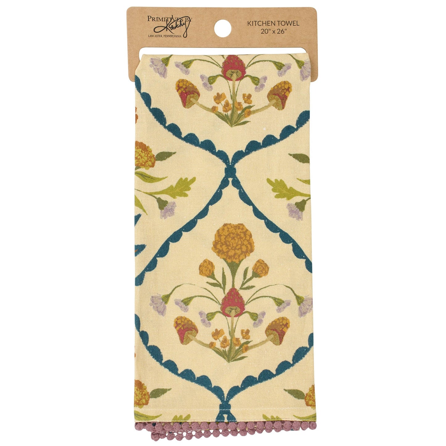 Folk Diamond Floral Kitchen Towel