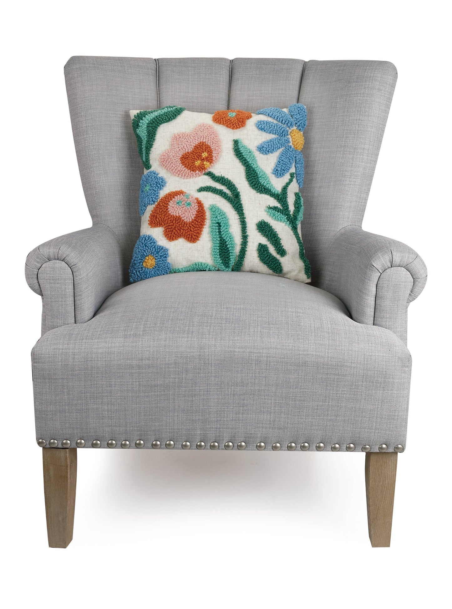 Rainbow Florals Tufted Pillow