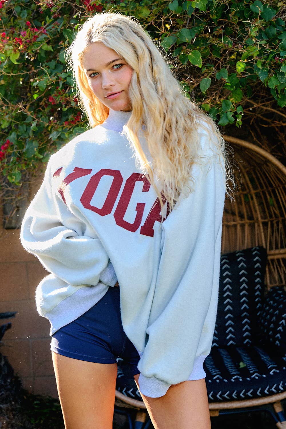 'PILATES & YOGA' Print Reversible Sweatshirt