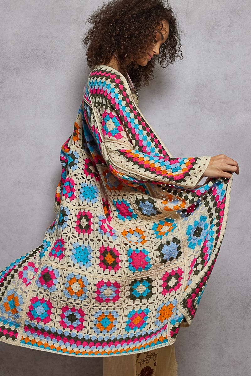 Long Sleeve Crochet Various Colors Cardigan