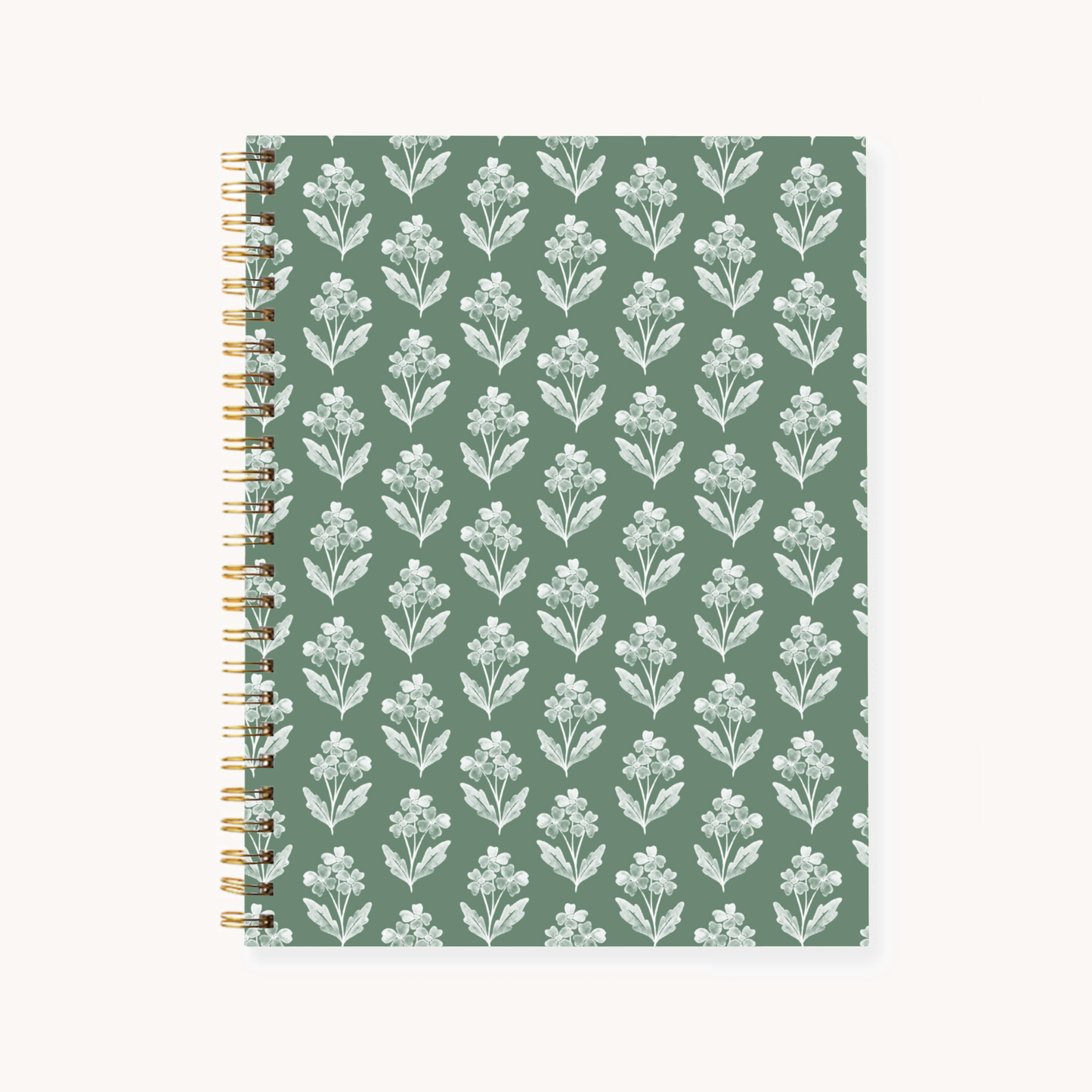 Forget Me Not Sage 7x9 Hardcover Spiral Notebook