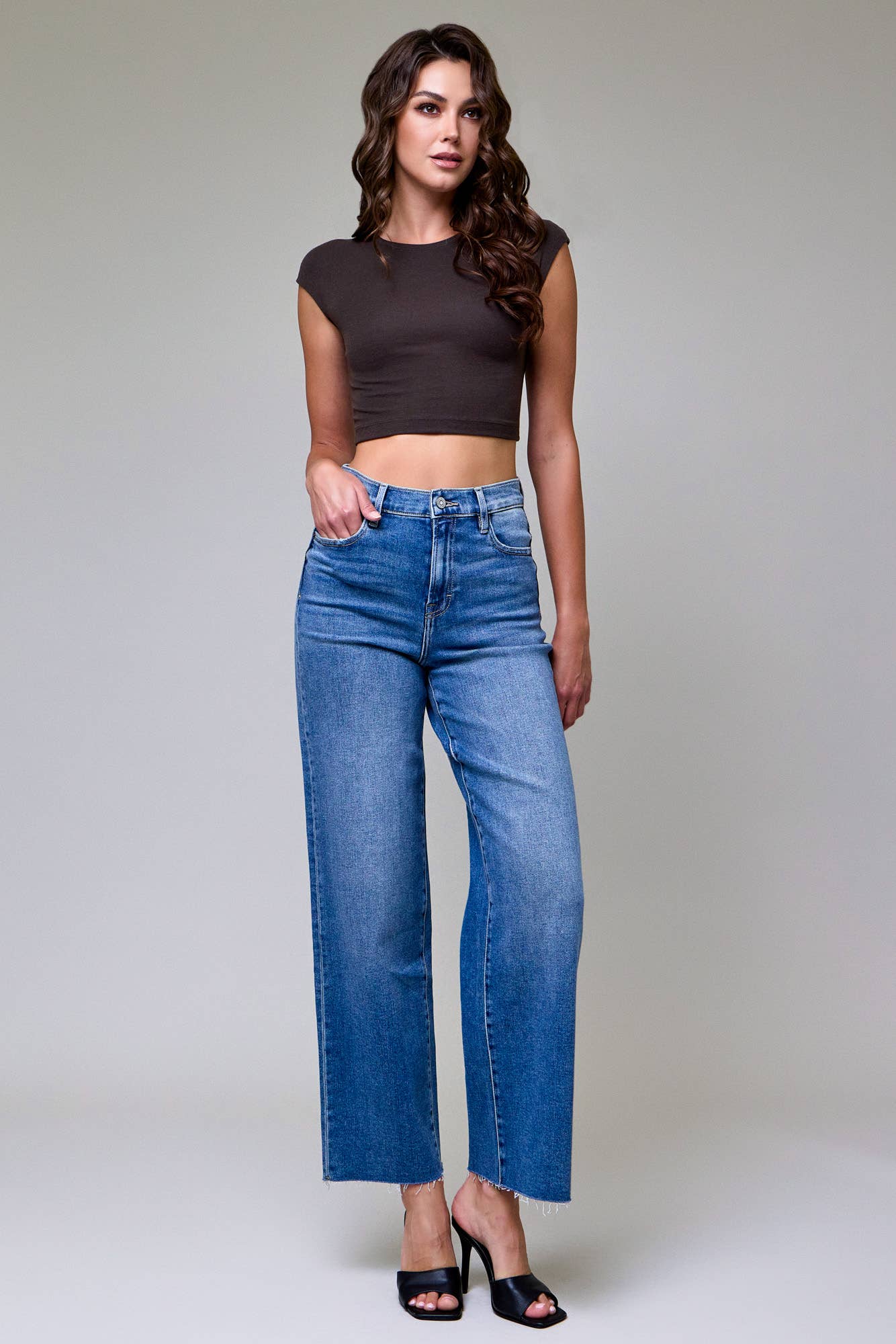 Medium Dark Clean Stretch Dad Jeans
