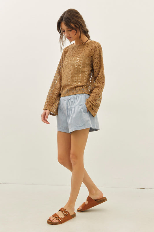Ash Blue Flare Shorts