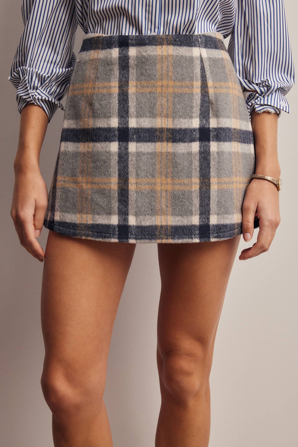Plaid Wool Blend Skort