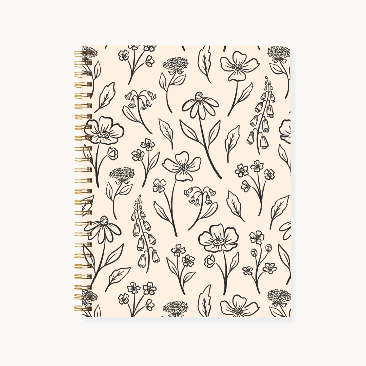Pressed Floral 7x9 Hardcover Spiral Notebook