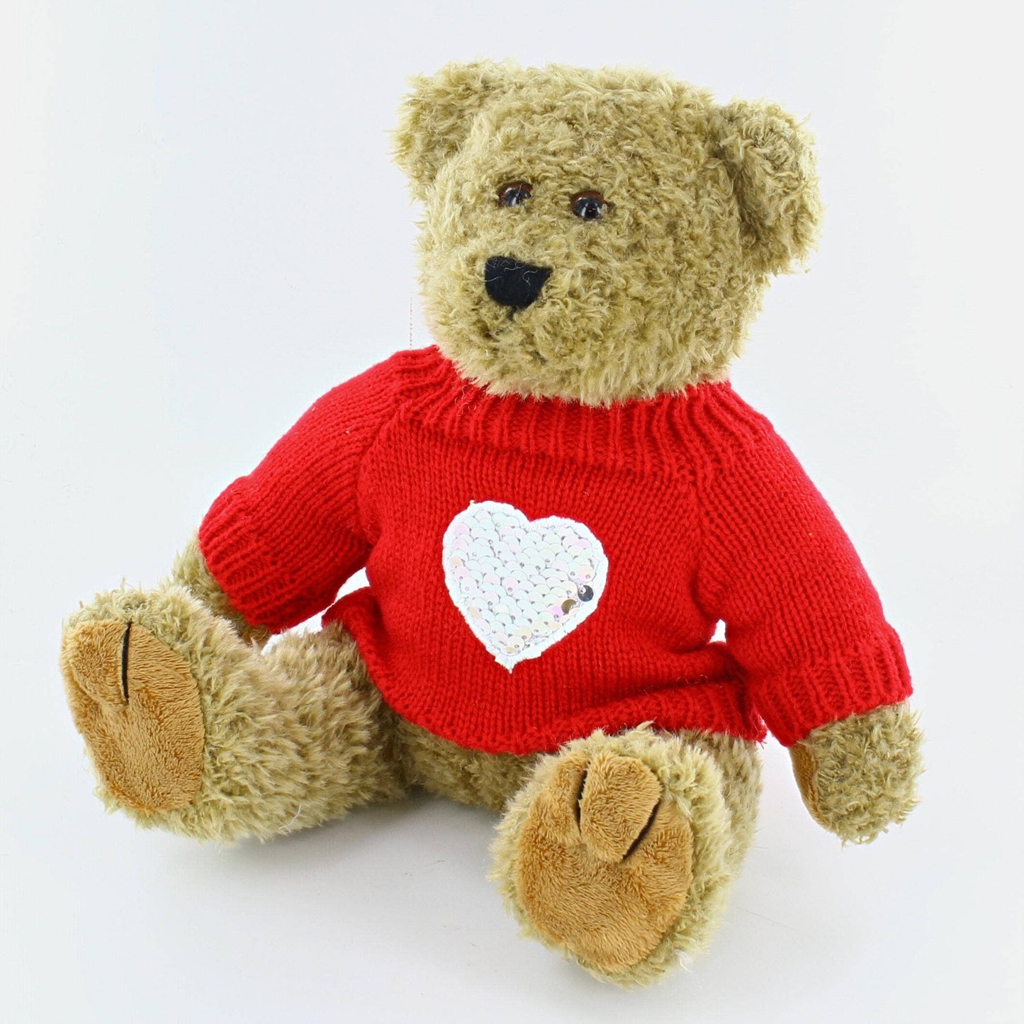 12" Oatmeal Bear Plush with Love Sweater