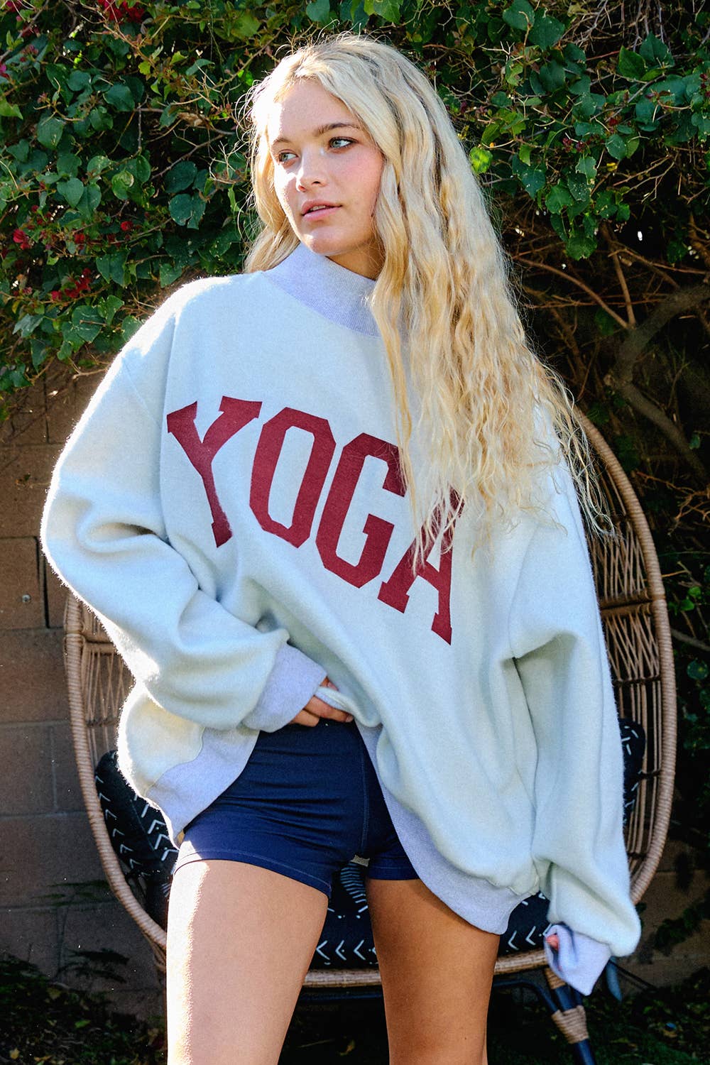 'PILATES & YOGA' Print Reversible Sweatshirt
