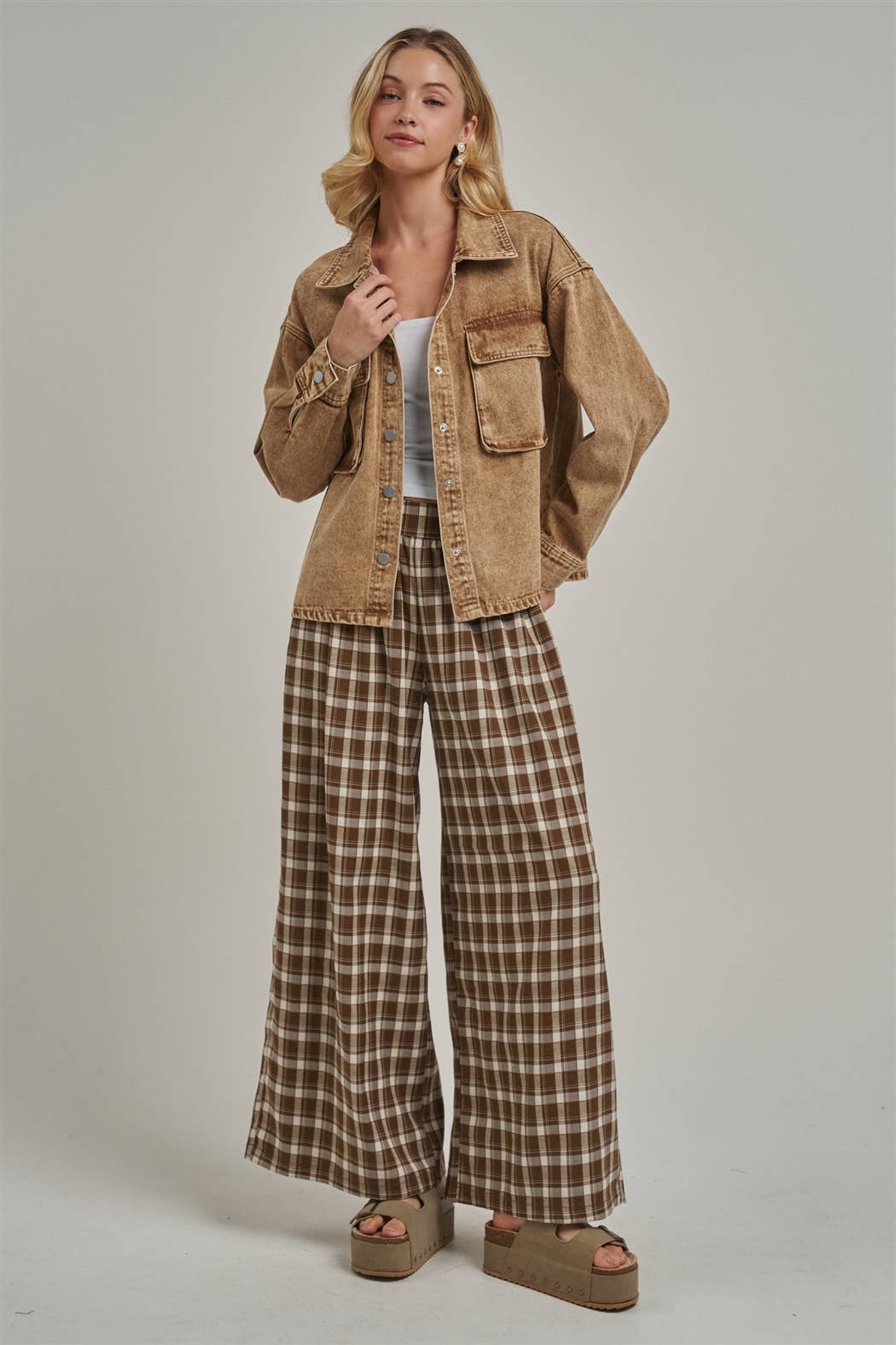 Fall Plaid Wide Leg Pants
