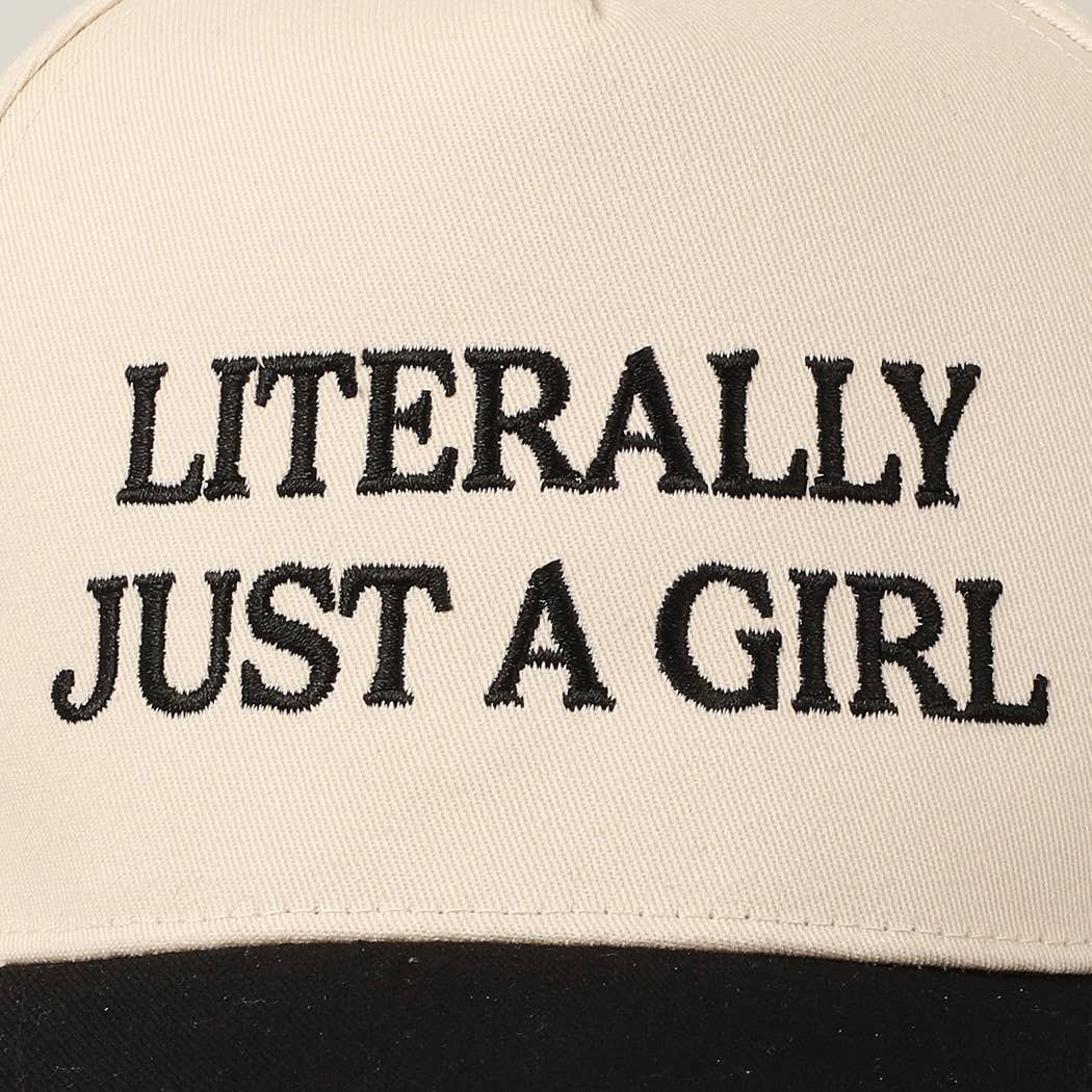 Literally Just a Girl Embroidery Two Tone Trucker Hat