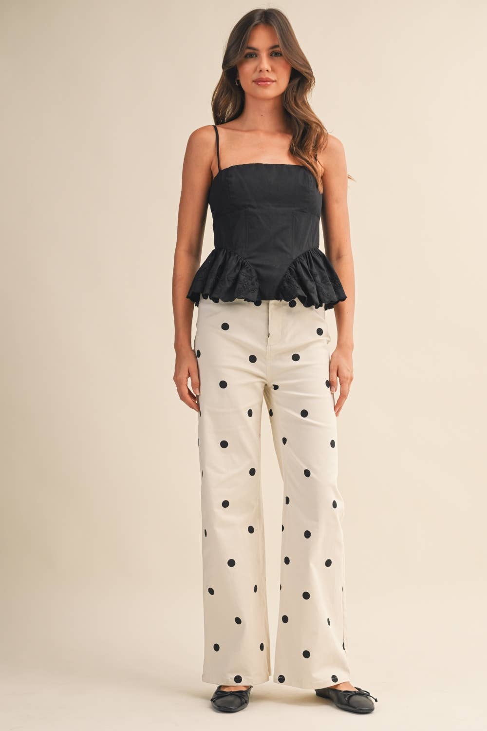 Polka Dot Denim Pants