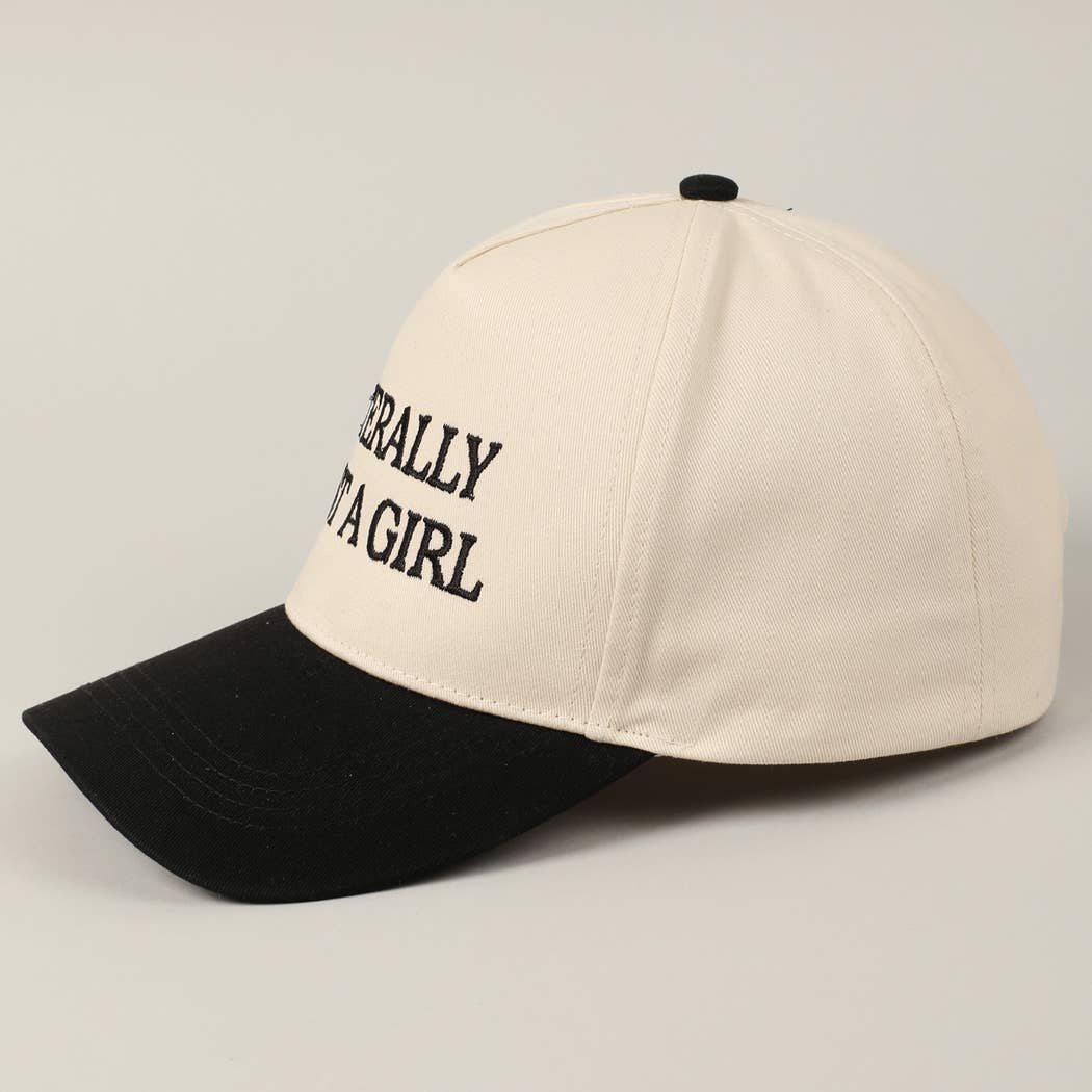 Literally Just a Girl Embroidery Two Tone Trucker Hat