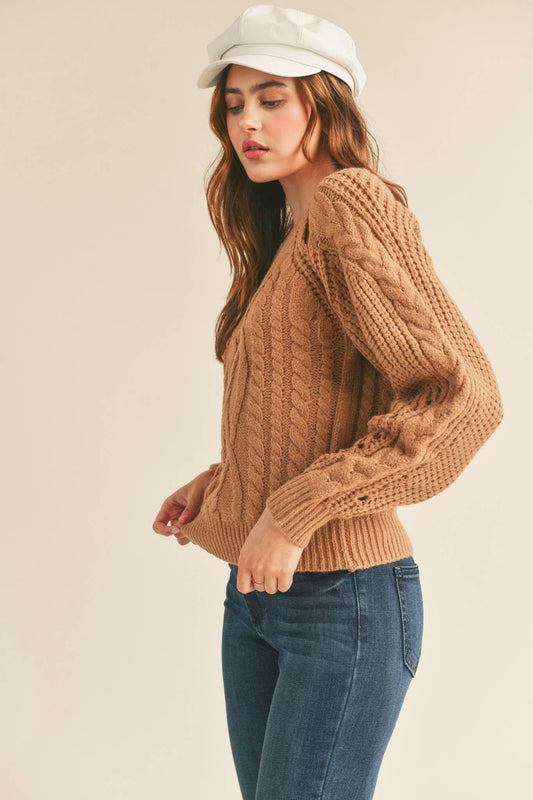 Cut Out Cable Knit Sweater