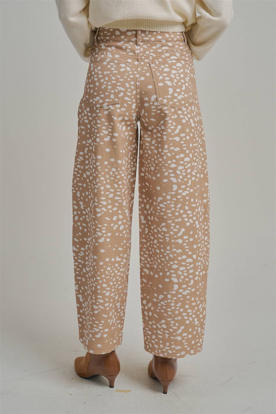 Deer Print Barrel Jeans