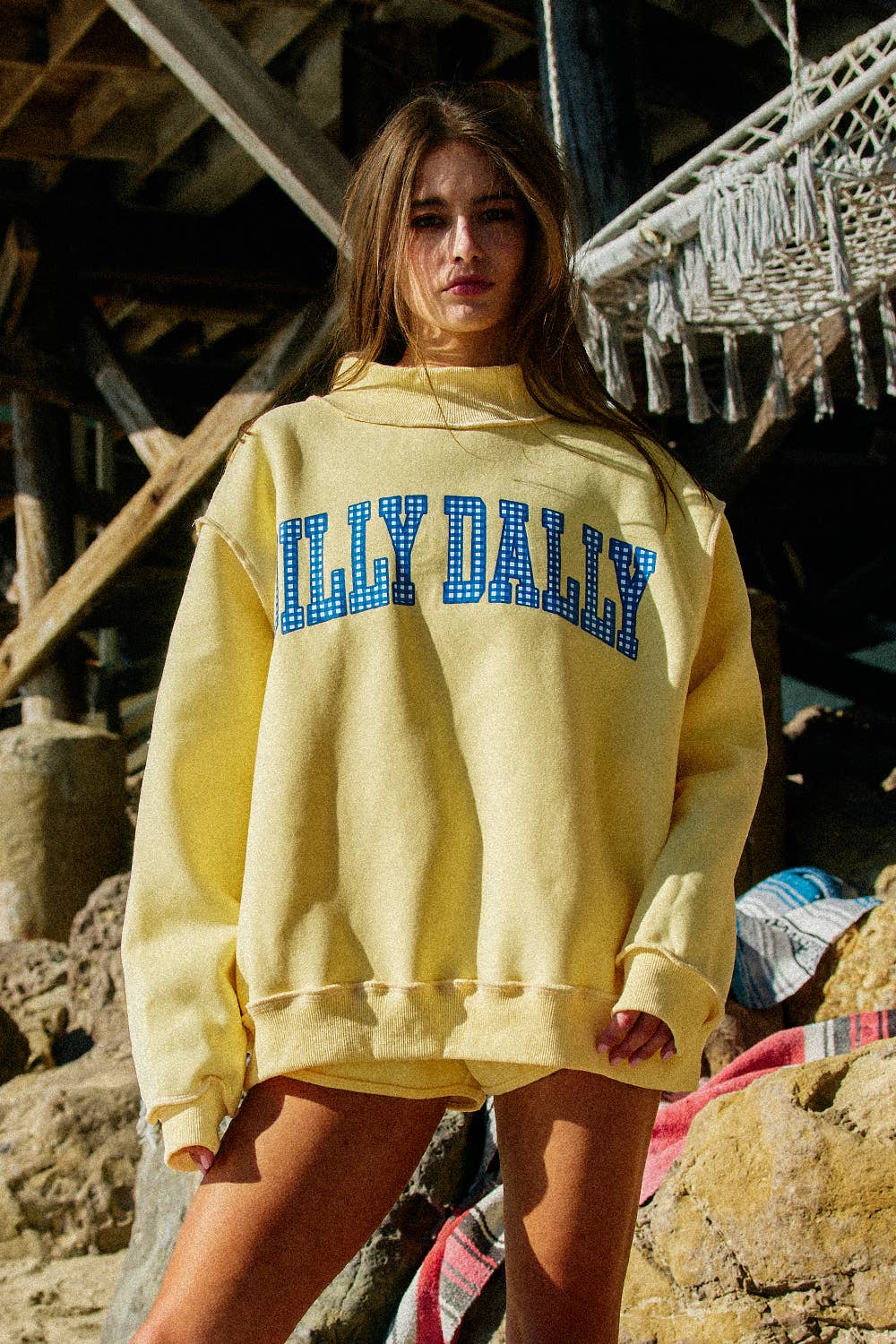 DILLY DALLY/LOLLY GAG | Reversible Mock Neck Sweatshirt