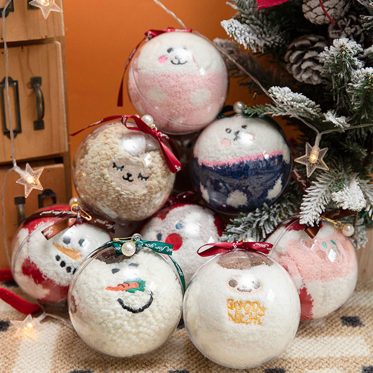 Fuzzy Christmas Socks in an Ornament