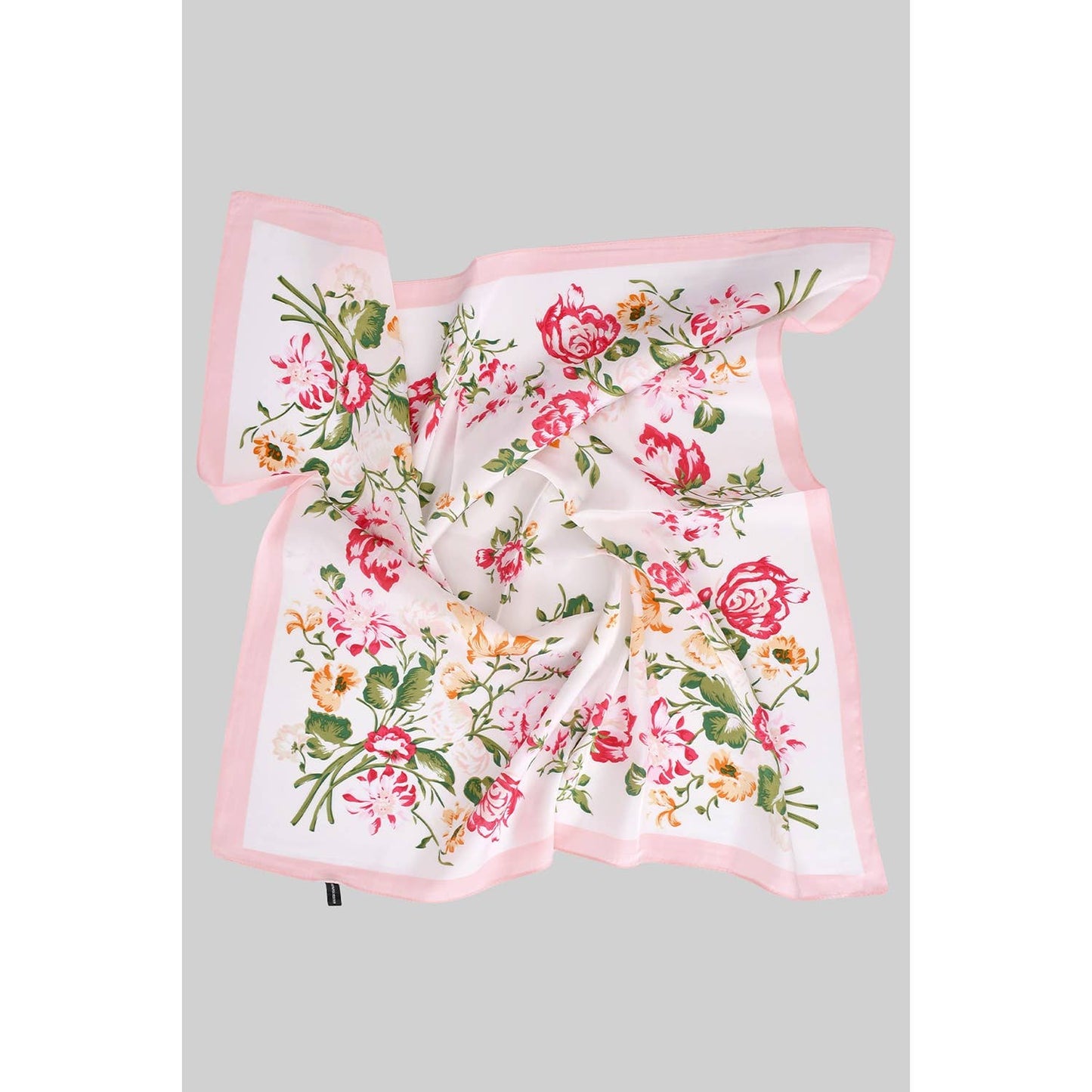 COLORFUL ROSE PRINT SILKY SQUARE SCARF