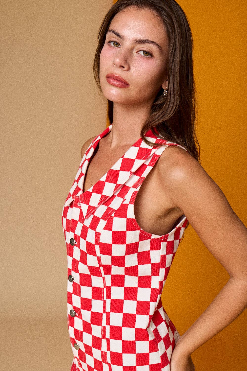 Denim Checker Romper