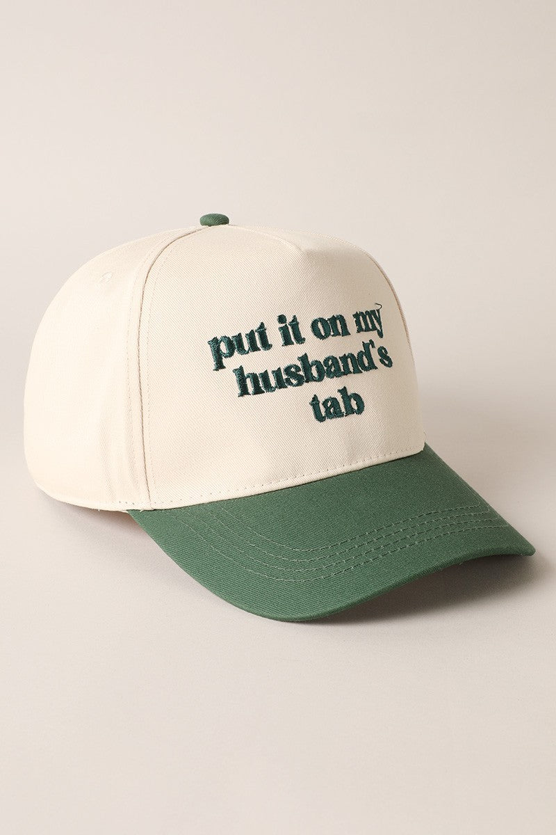 Put It On My Husband's Tab Wholesale Two-Toned Vintage Hat