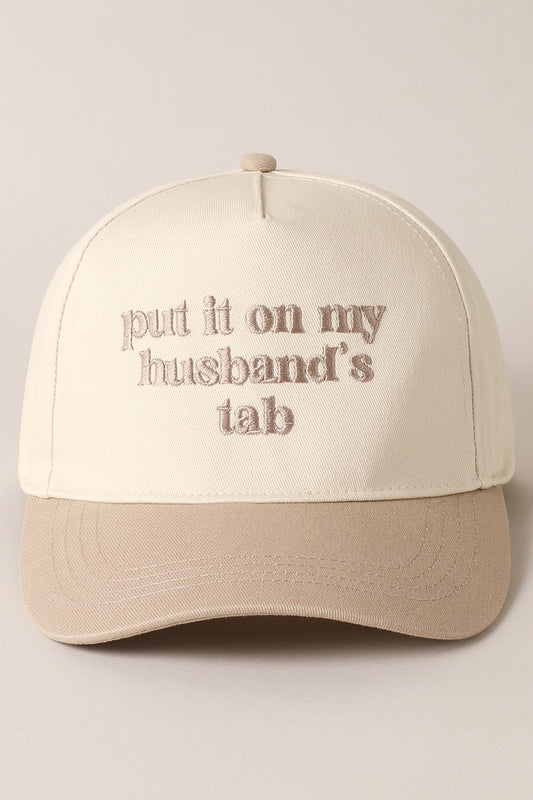 Put It On My Husband's Tab Wholesale Two-Toned Vintage Hat