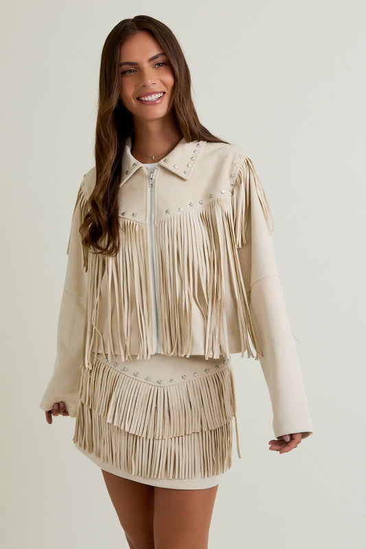 Suede Jacket With Fringe