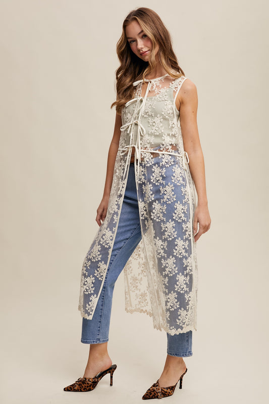 Lace Tie Front Vest