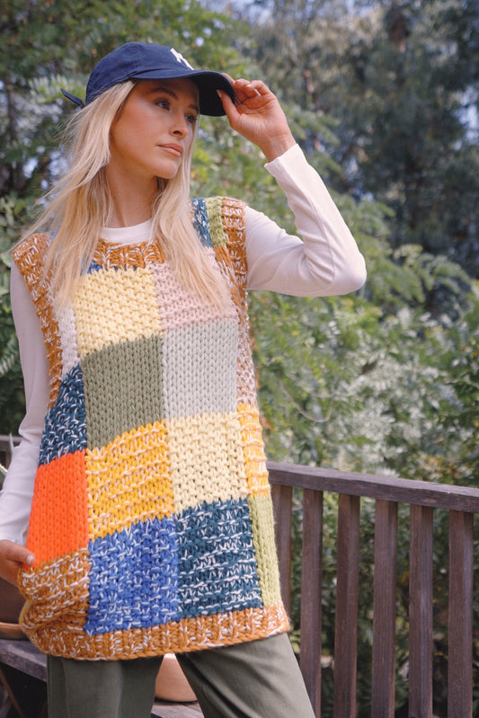 Patchwork Chunky Knit Vest