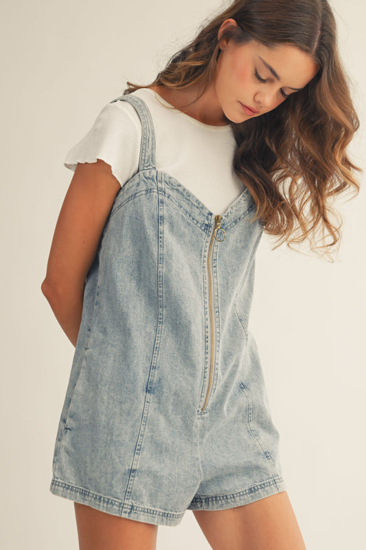 Vintage Washed Denim Romper