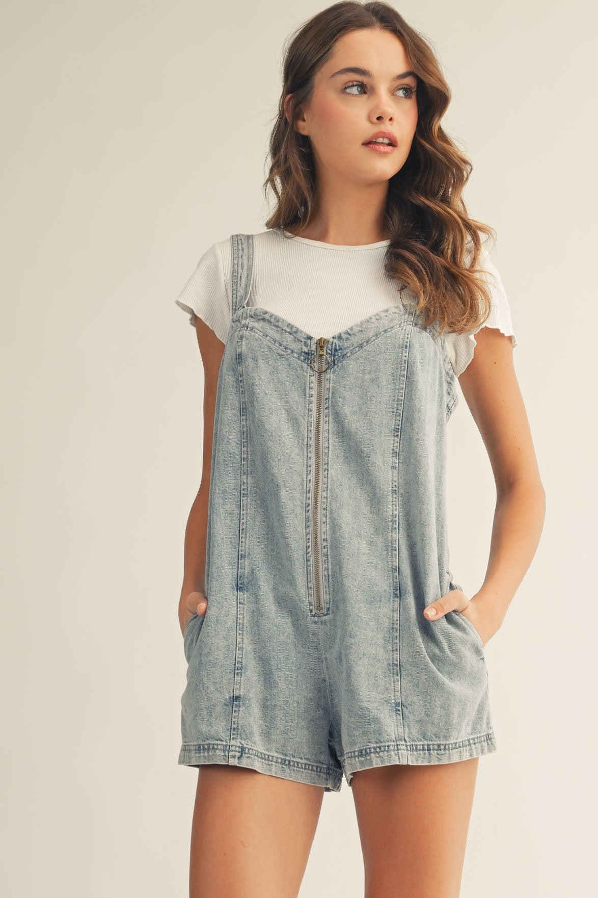 Vintage Washed Denim Romper