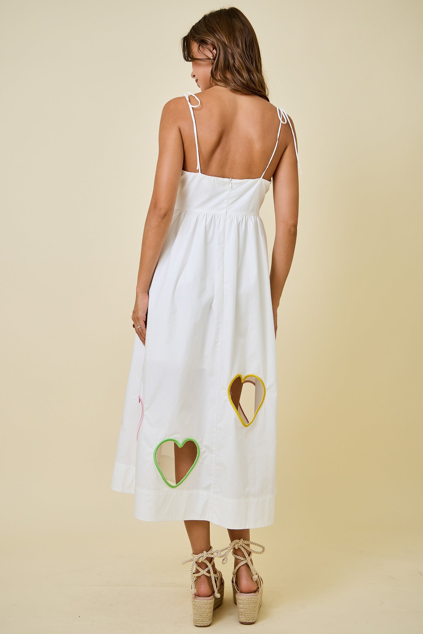 Embroidered Cut Out Heart Midi Dress