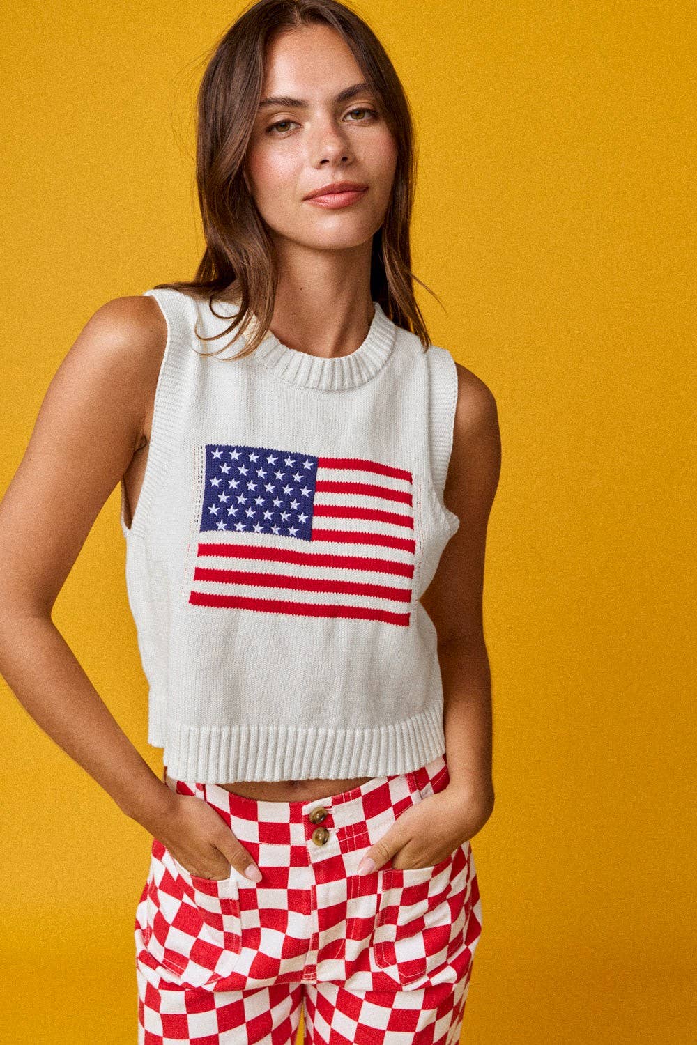 American Flag Sleeveless Sweater