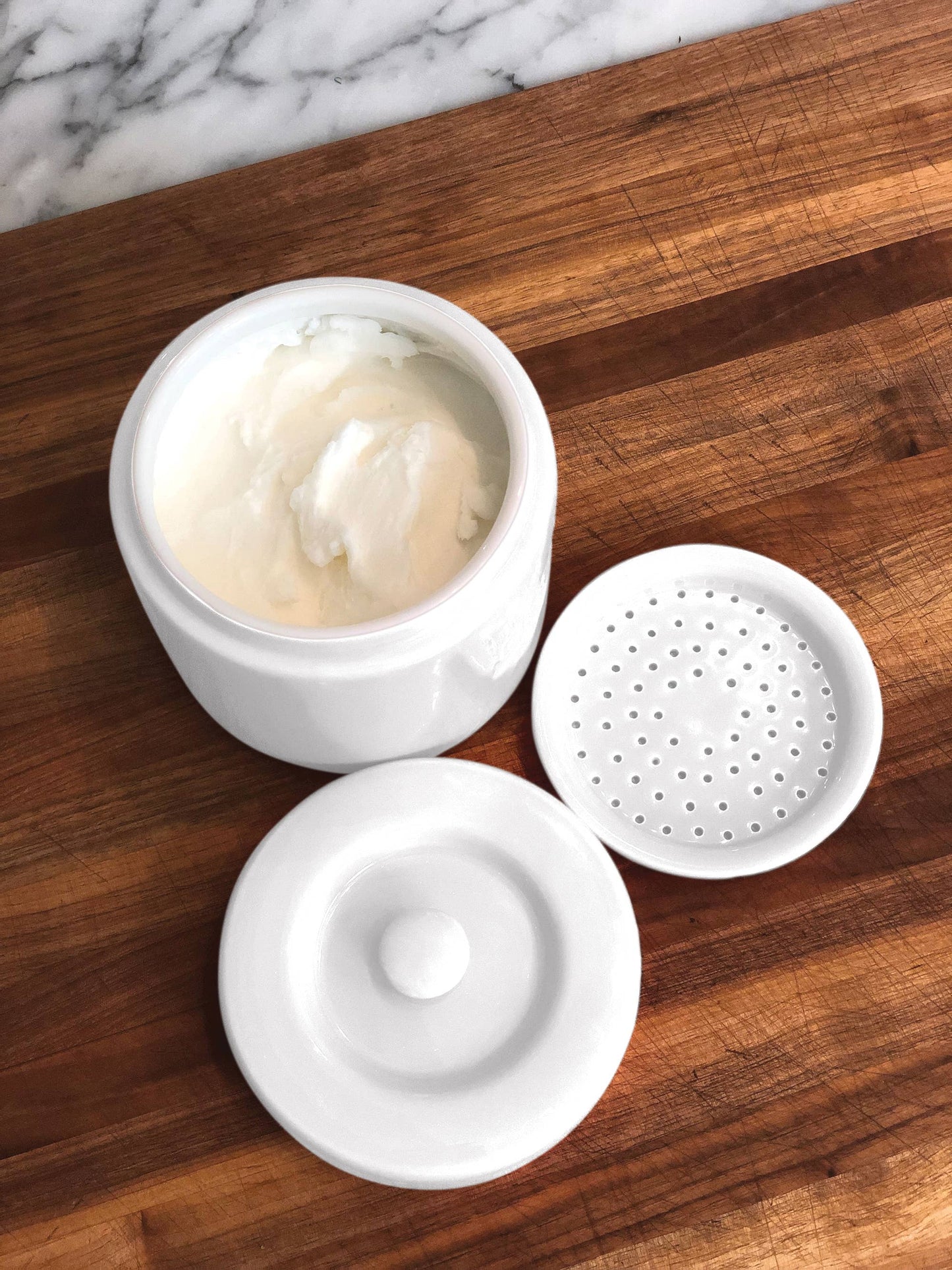 Fox Run Porcelain Grease Container, White, 5" x 5" x 5"