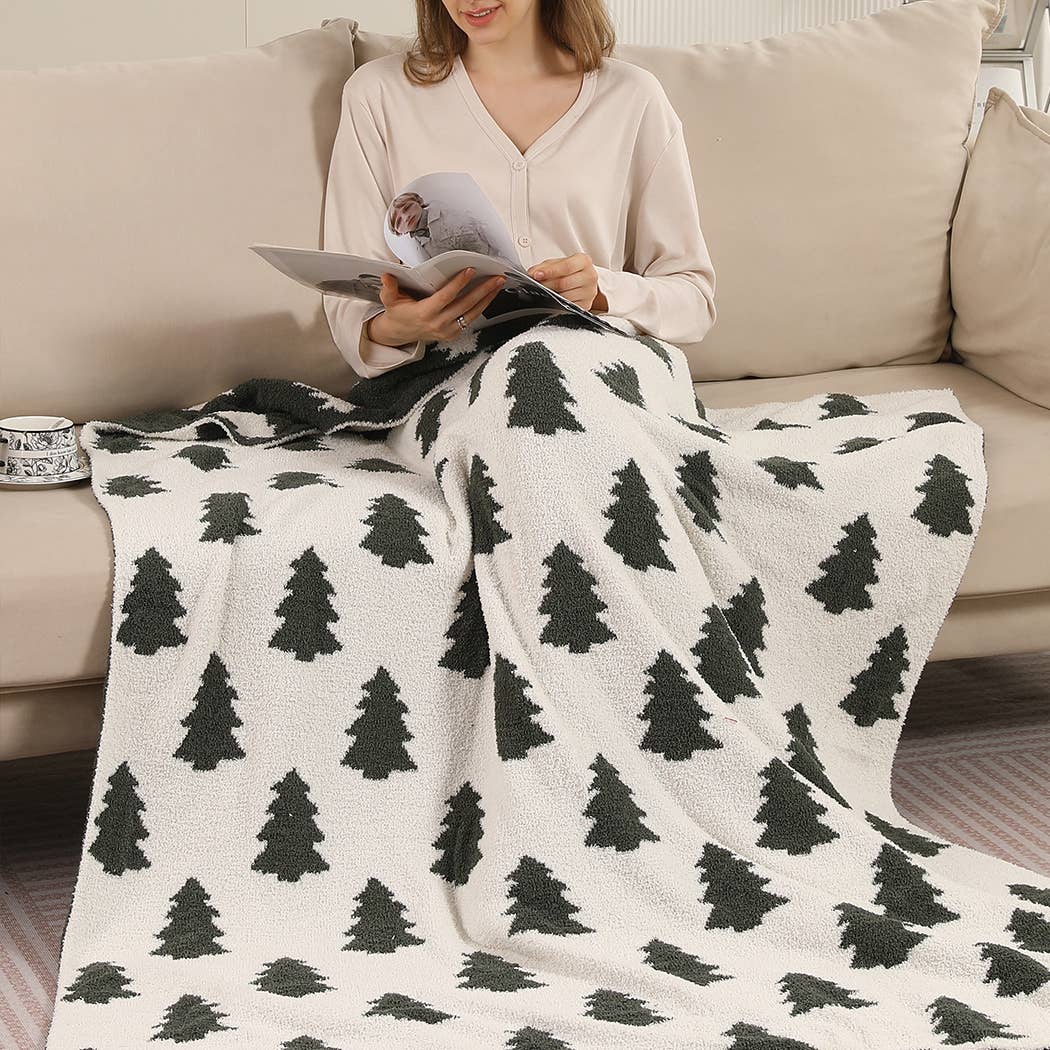 Trees Pattern Print Cozy Soft Throw Blanket